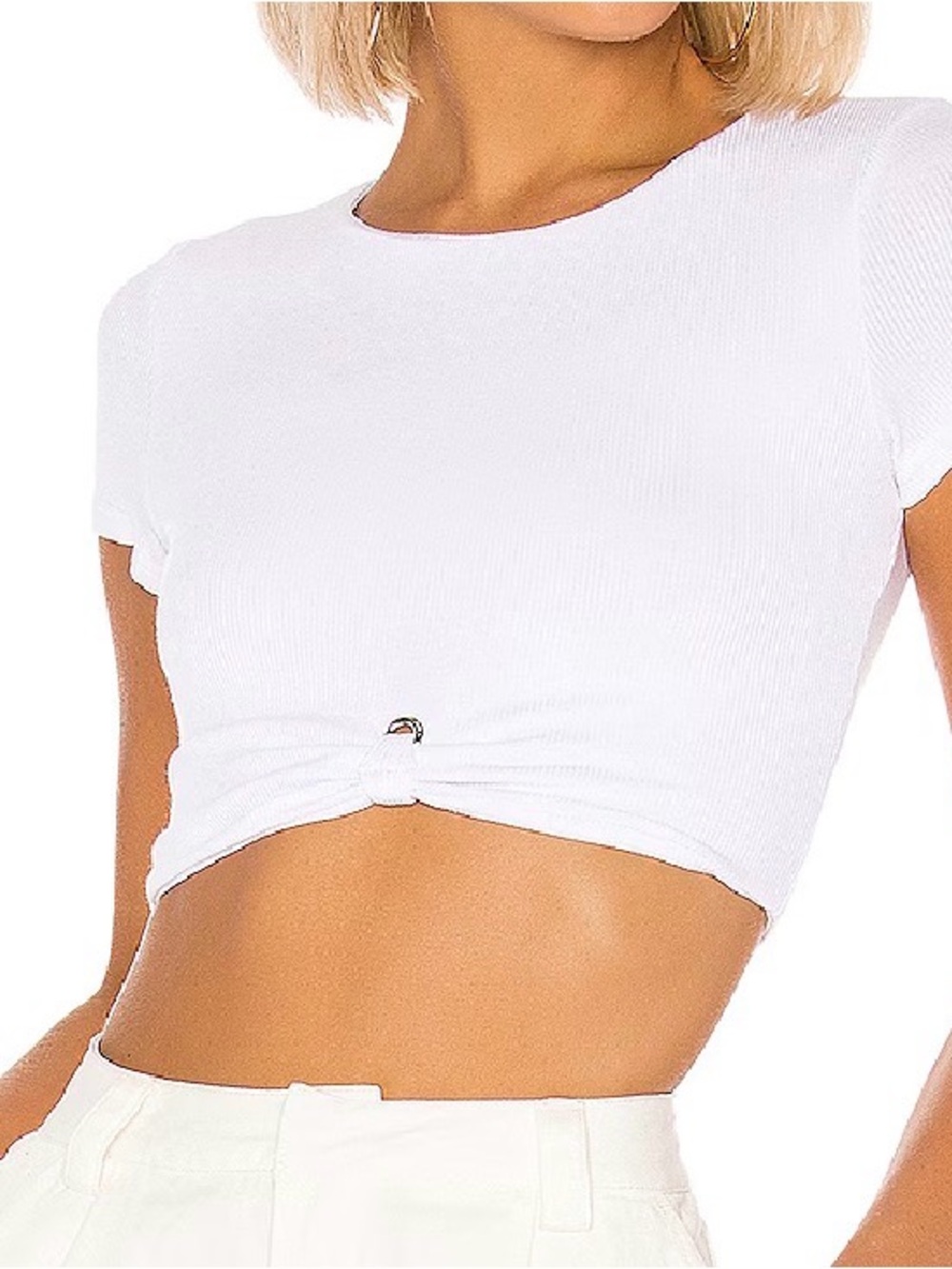 Superdown laia cropped tee white ribbed crop top in XS